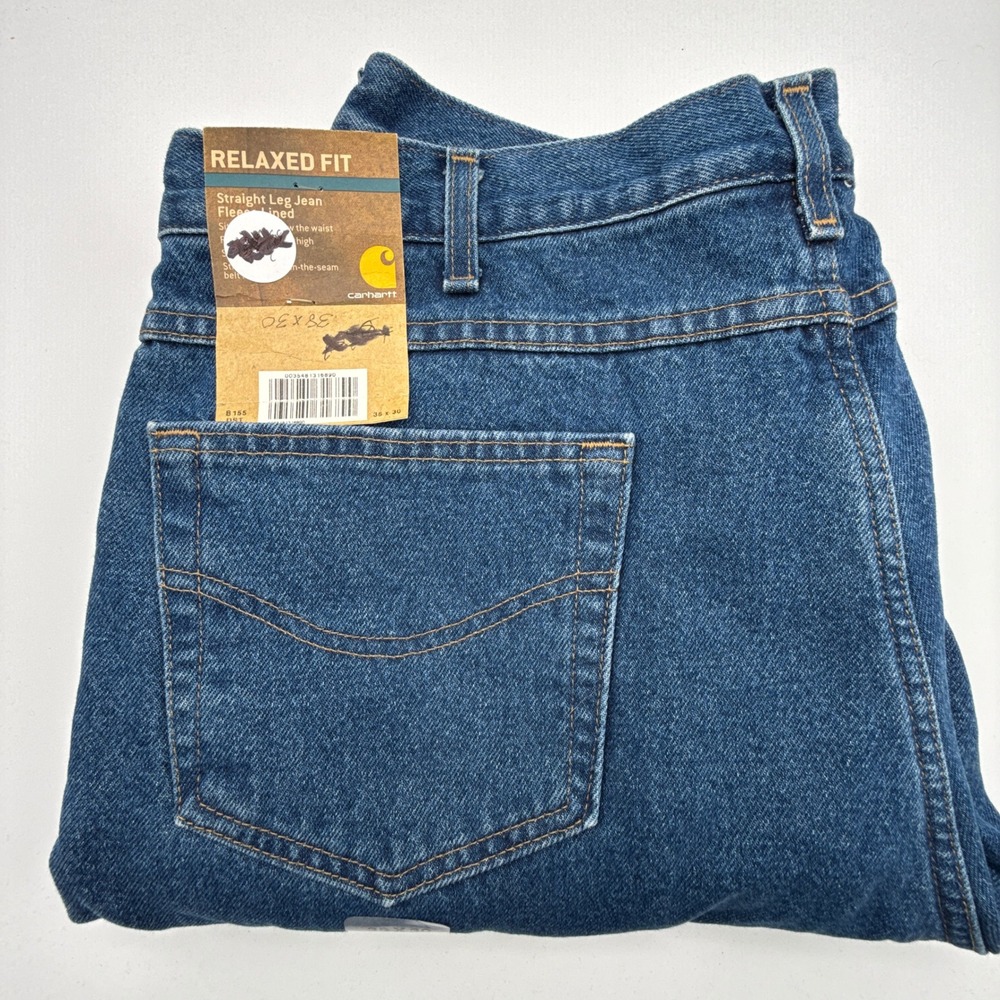 Carhartt B155 DST Relaxed Fit Fleece Lined Straight Leg Jeans Mens 38x30 NWT‎